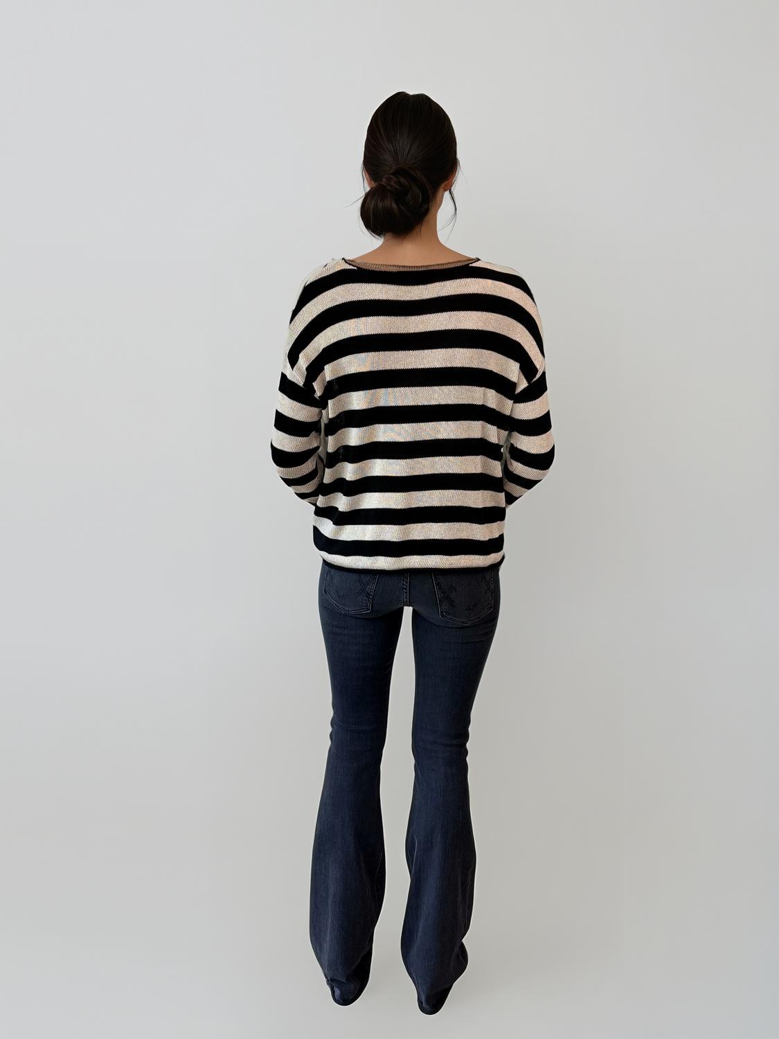 Malibu Road - Coastal Luxe Stripe Knit Sweater