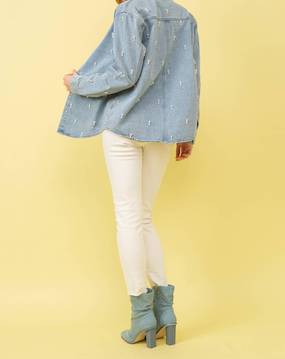 Blue B - Garment Washed Denim Pearl Shirt Jacket
