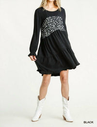 Umgee - Spotted Tiered Fringe Dress