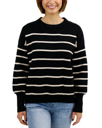 Grace and Lace Crew Neck Striped Sweater in black stripe - women's sweater