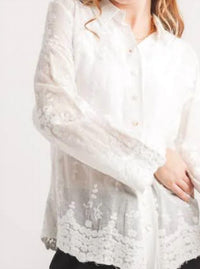 Papillon - Embroidered Collared Button Front Blouse