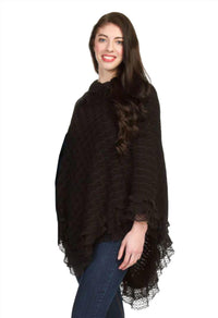 Papillon - Scallop Hem Chevron Stripe Poncho