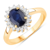 Diana M Jewels Women's Oval Natural Blue Sapphire Fashion Ring (1.73 Ct) - Classic in 14k yellow gold - women's jewelry