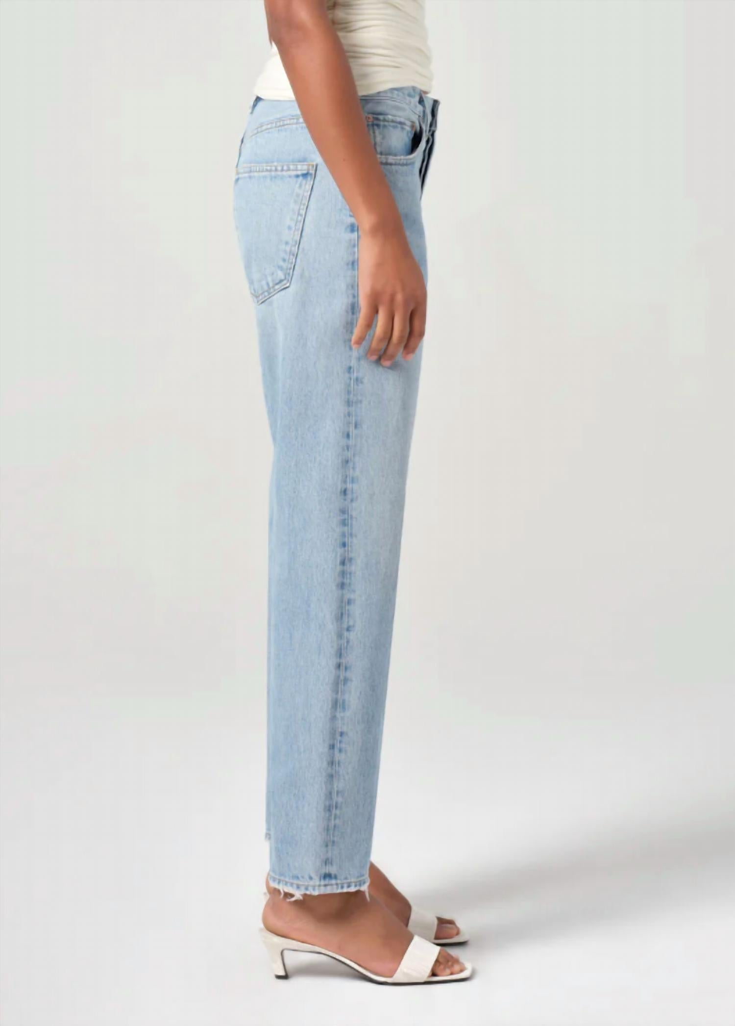 AGOLDE 90's Crop Mid Rise Loose Straight Jeans in force - women's jeans - alternate view