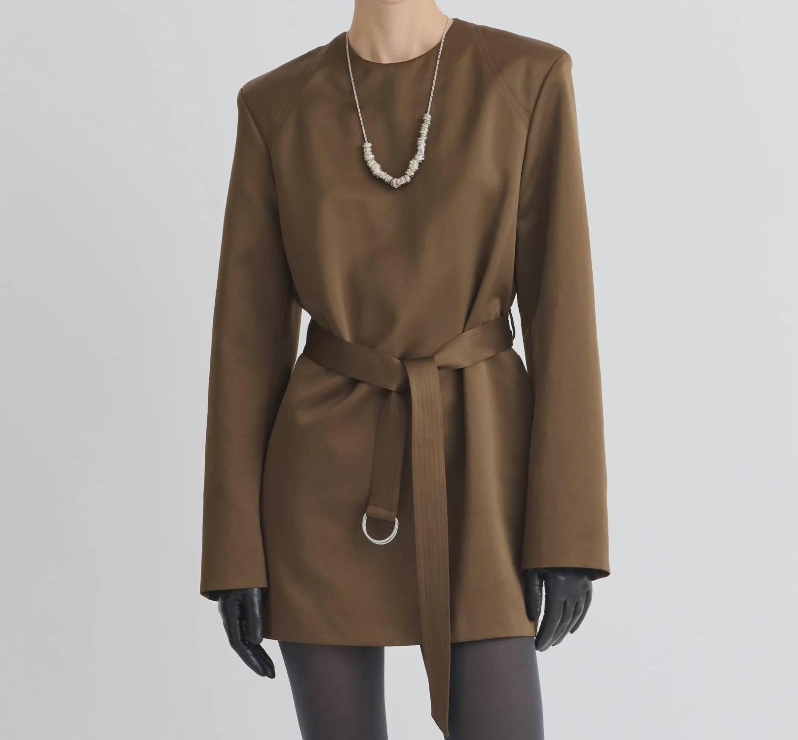 Nanushka - Genaya Satin Structured Belted Dress