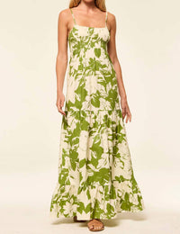 Misa Los Angeles Carmela Dress in green goddess poplin - women's dress