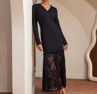 Karen Kane - Lylah Contrast Lace V-neck Dress