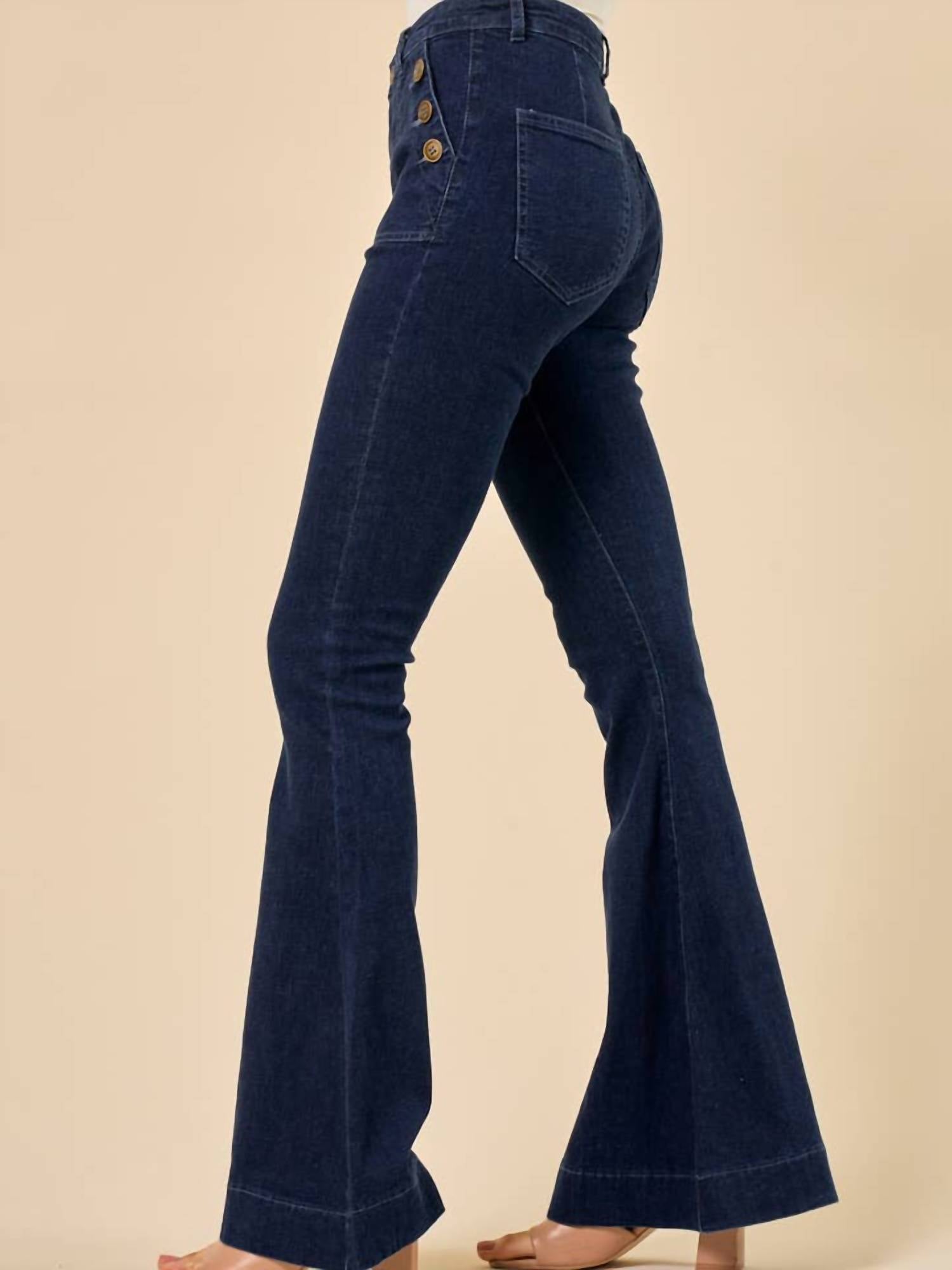 Saints & Hearts - Western Denim Flares With Side Buttons
