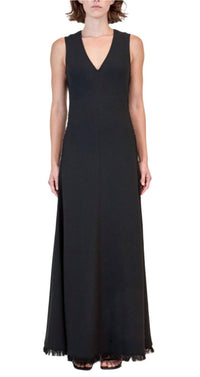 JONATHAN SIMKHAI Lowri Sleeveless Fringe-hem Maxi Dress in black - women's dress