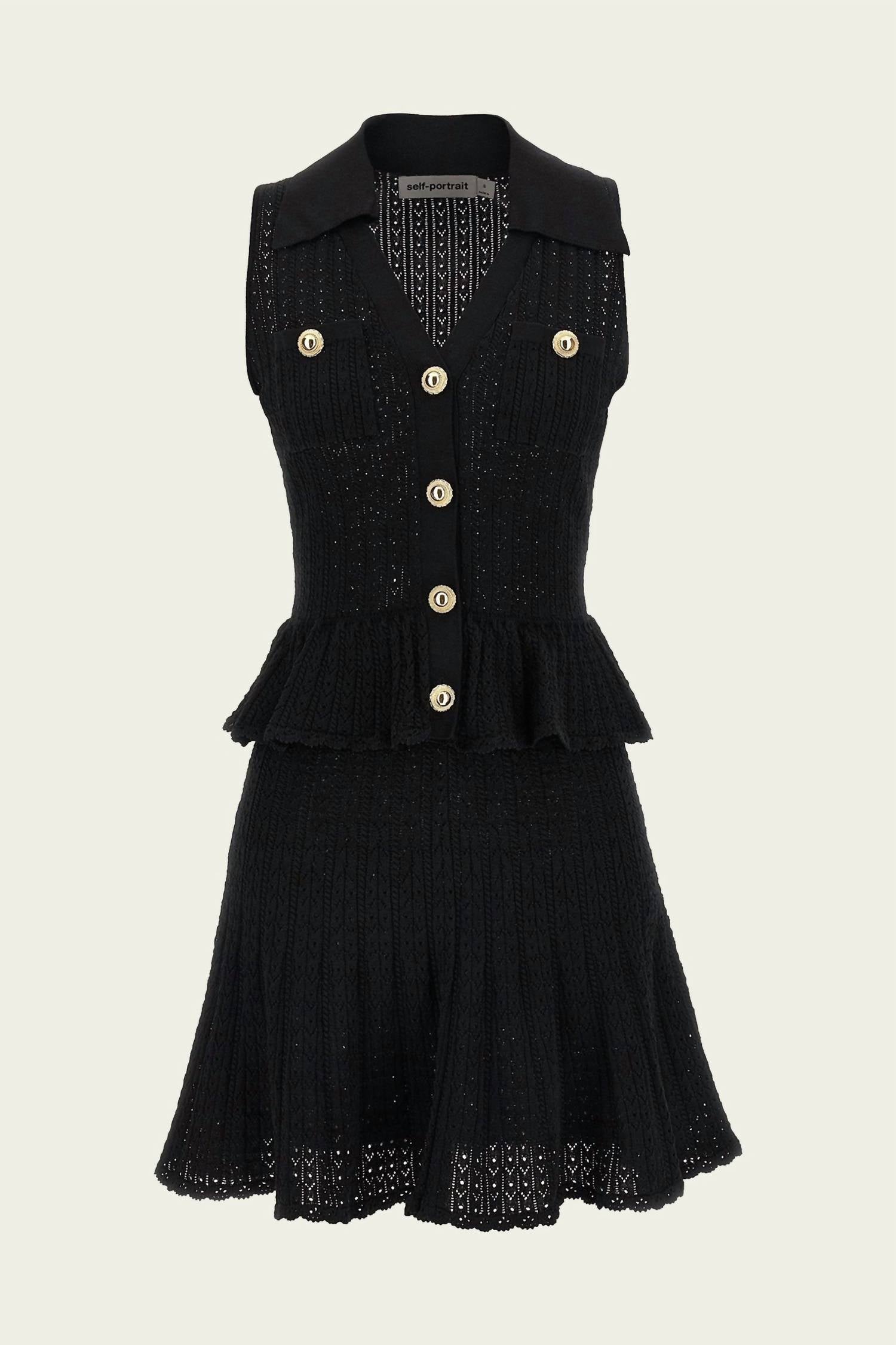 Self-Portrait - Pointelle Knit Mini Dress