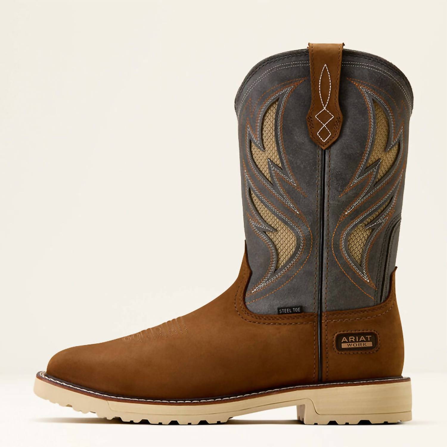 ARIAT Men's Activator Venttek Work Boots in alamo brown stone grey 1 - men's boots - alternate view