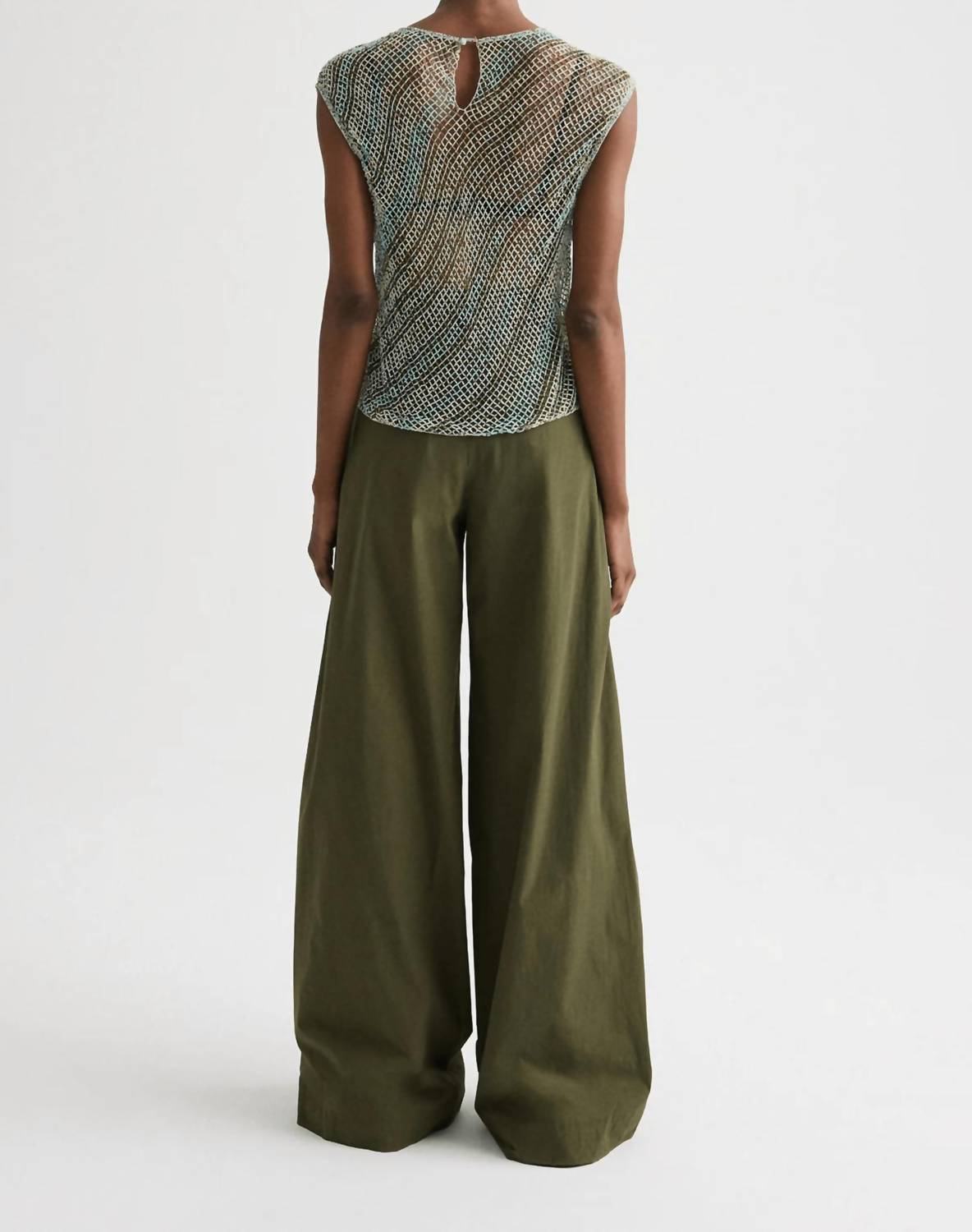 TWP New Didi Wide Leg Pant in military green - women's pants - detail view