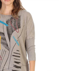 Jess & Jane - Strings Mineral Washed Dolman Sleeve Cotton Top
