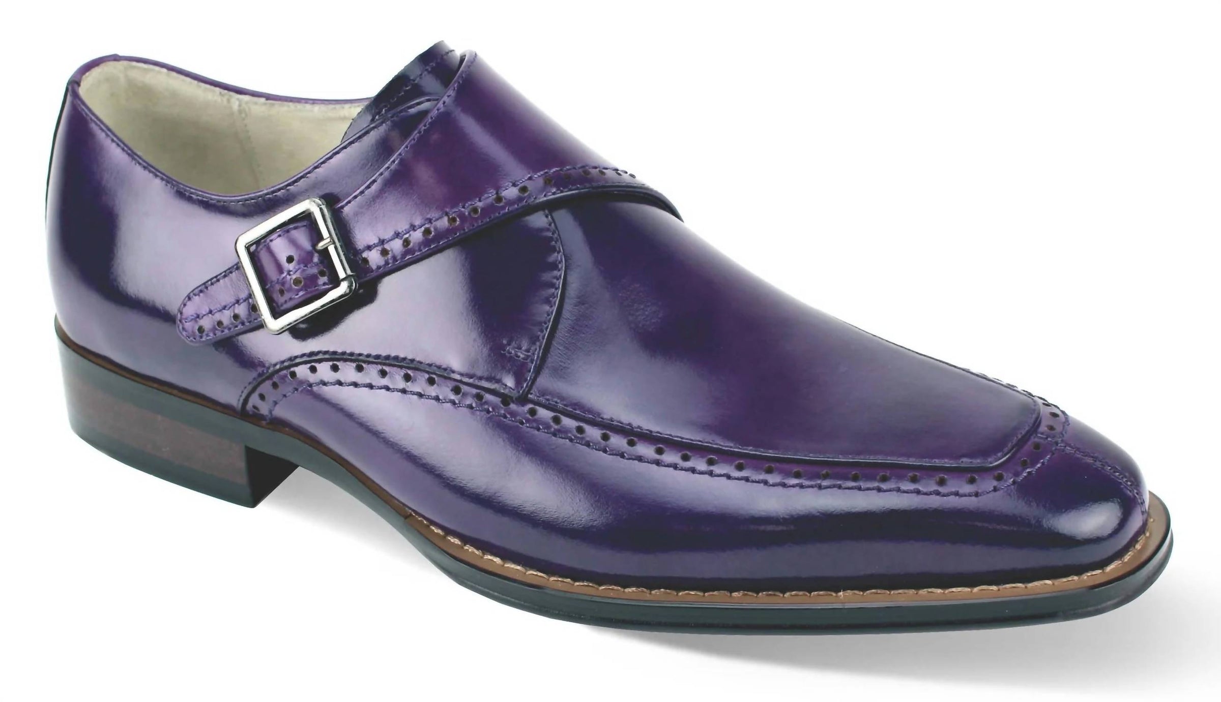Giovanni Amato Men’s Genuine Leather Monk Strap Dress Shoe in purple - men's loafer