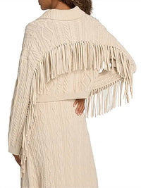 SIMKHAI Virginia Cropped Cardigan in beige - women's cardigan - alternate view