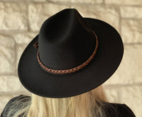 Debbie Braided Trim Wide Brim Fedora Hat