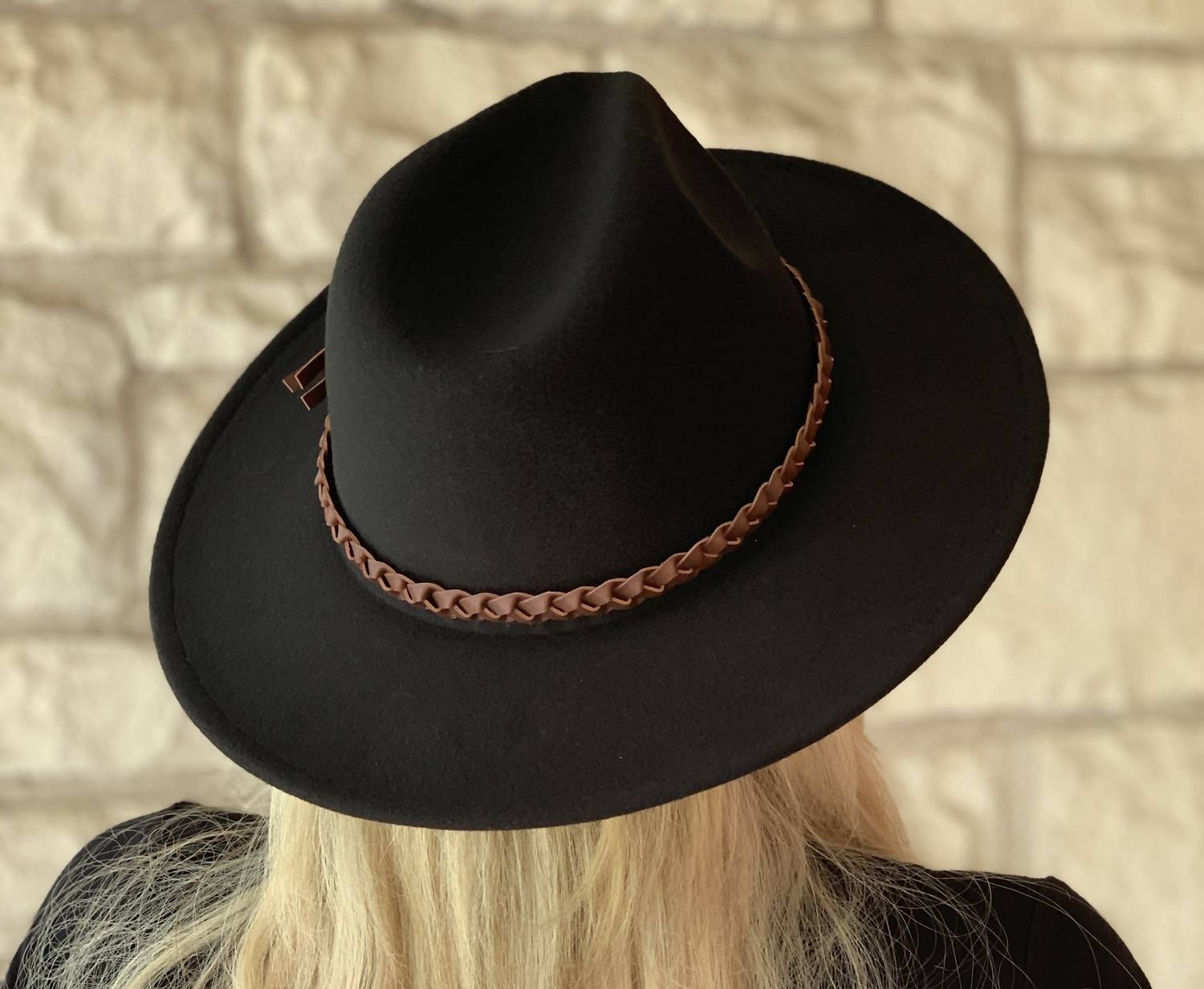Debbie Braided Trim Wide Brim Fedora Hat