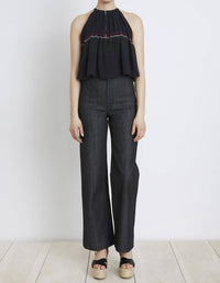 Galisteo Wabi Striped Silk Halter Top