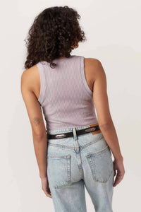 PROJECT SOCIAL T Suki Scoop Neck Tank Top in violet stone - women's tank top - detail view