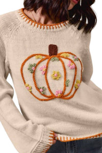 So Me Pumpkin Patch Pretty Sweater in beige - women's sweater - alternate view