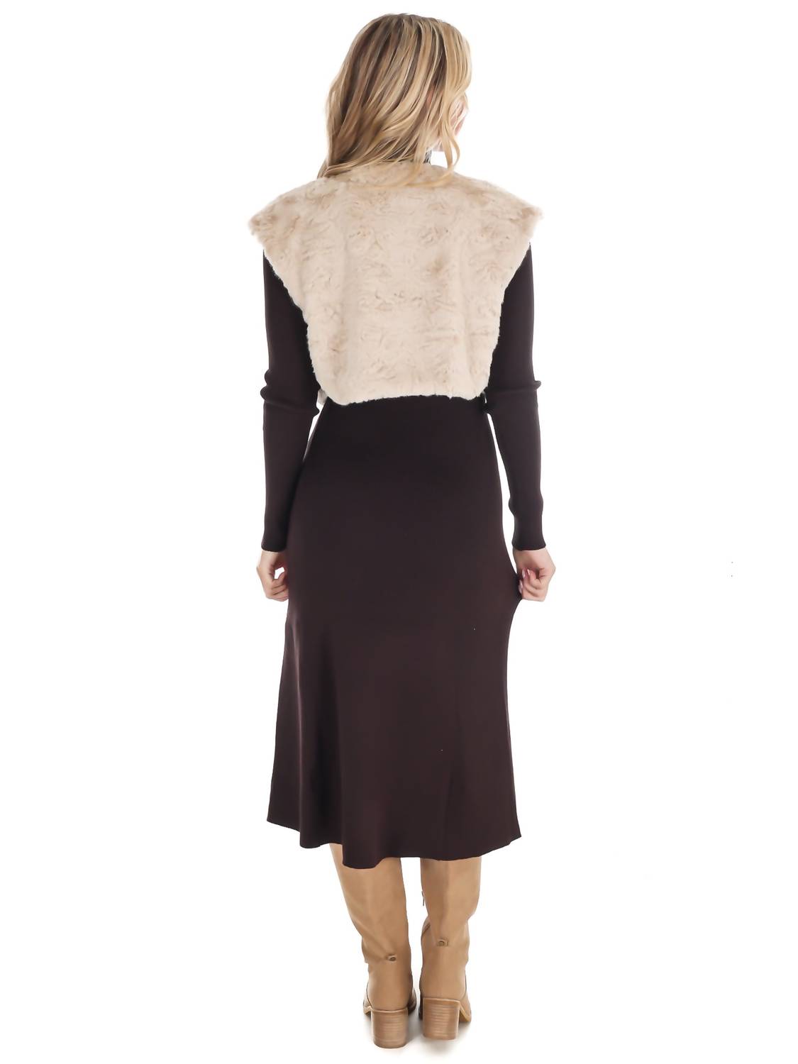 Mustard Seed - Wavy Faux Fur Bolero Vest