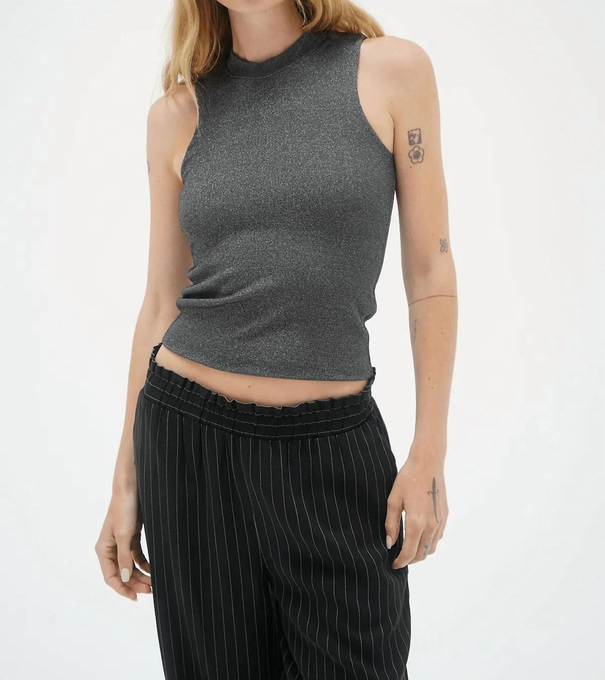 Lna - Double Layer Lurex Rib Sleeveless Top