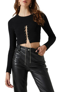 ASTR Simone Sweater in black - women's shirt