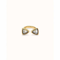 Unode50 - Women's Triangular Ring With Two Crystals