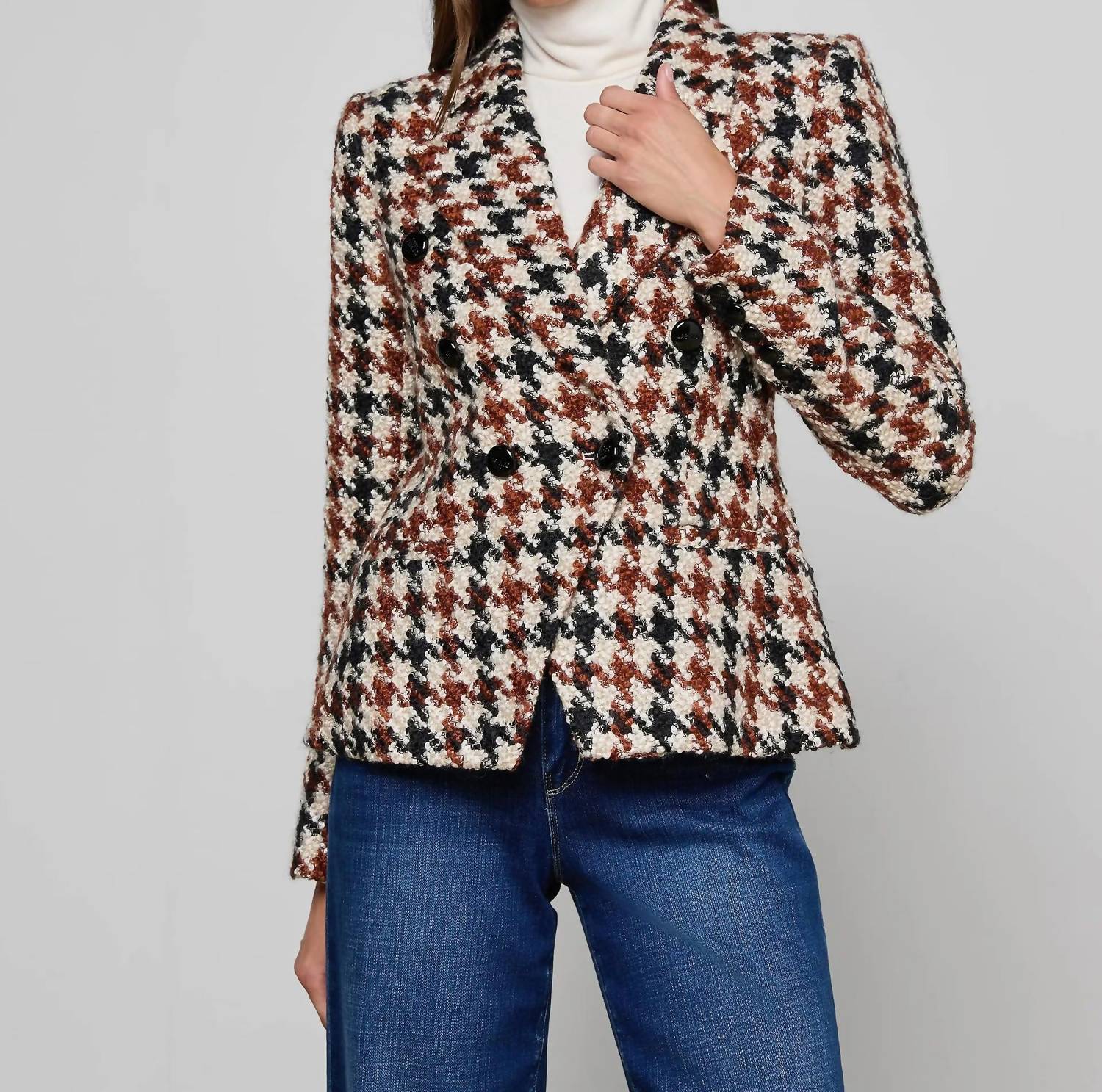 L'Agence - Marie Houndstooth Tweed Blazer