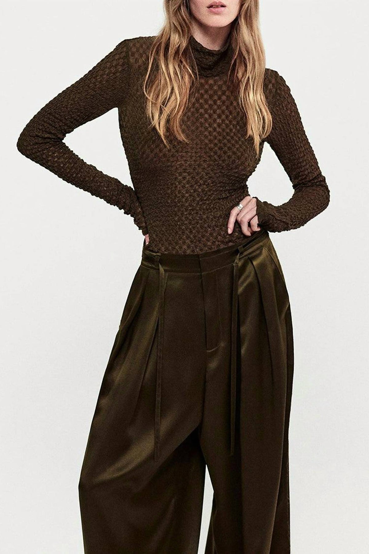 Frame - Mesh Lace Turtleneck Top