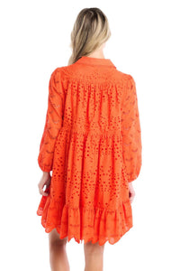 ALLISON NEW YORK Millie Embroidered Eyelet Dress in cherry tomato - women's dress - alternate view