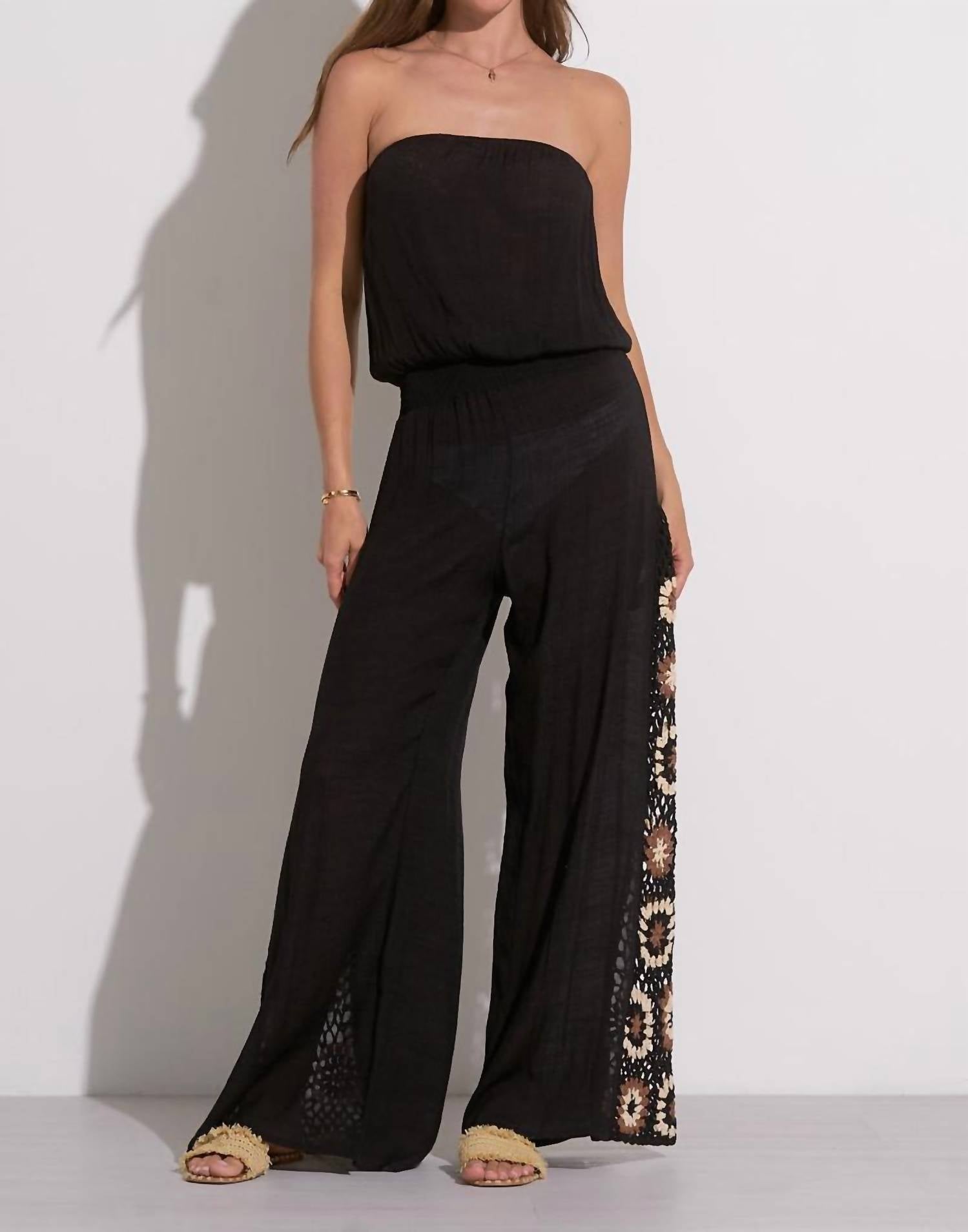 Elan - Sarita Strapless Crochet Jumpsuit