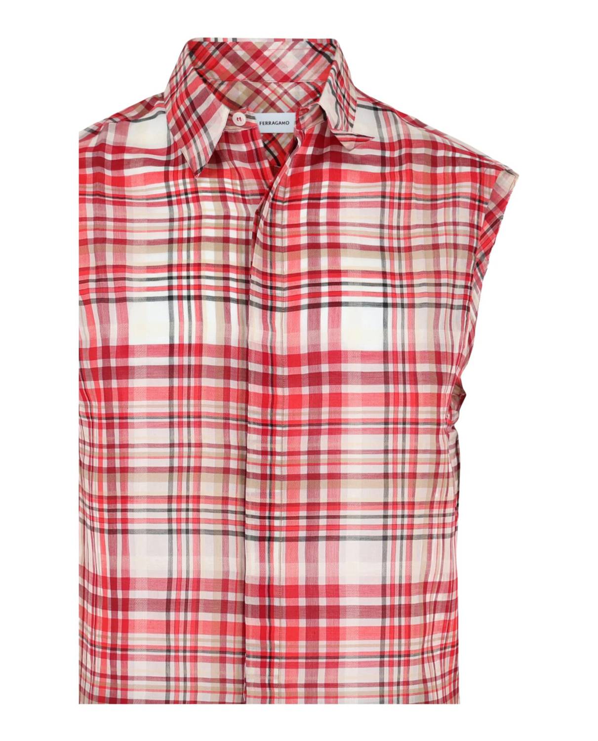 Salvatore Ferragamo - Men's Plaid Print Sleeveless Shirt