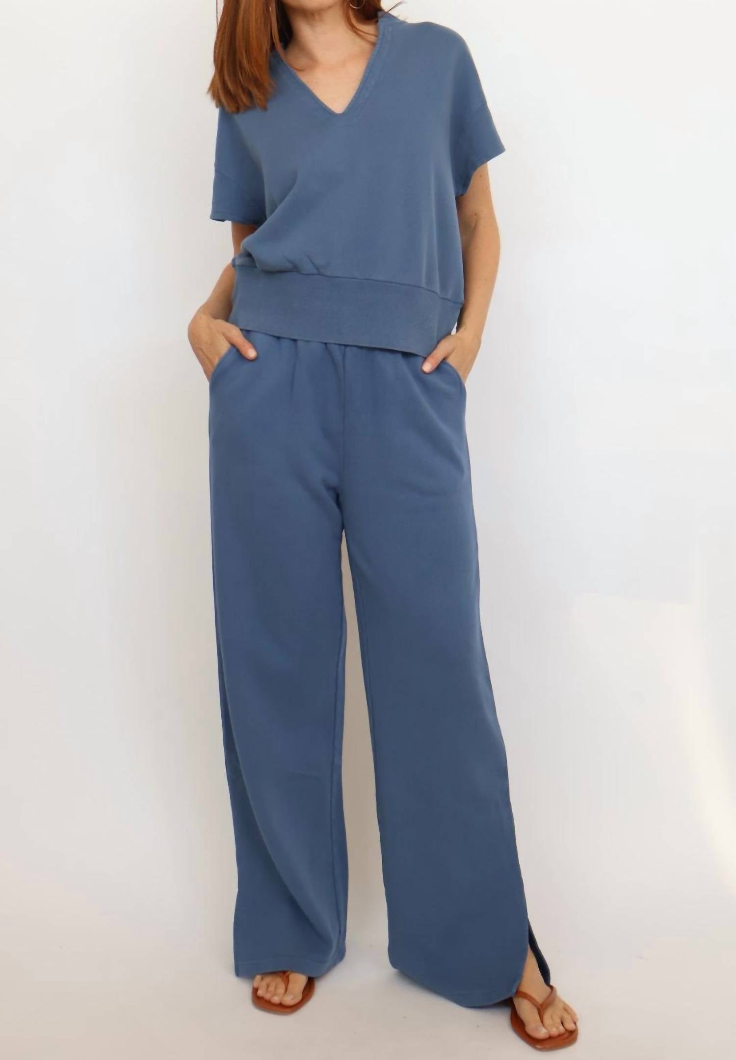 ELAN Kalysta Drawstring Pants in blue - women's pants - view 4