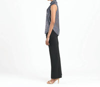 Clara Sun Woo Sleeveless Mock Neck Blouse With Neck Bow Tie in silver - women's blouse - alternate view