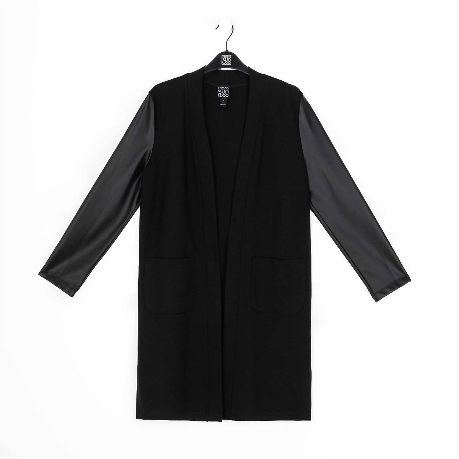 Clara Sun Woo - Liquid Leather Sleeve Cardigan