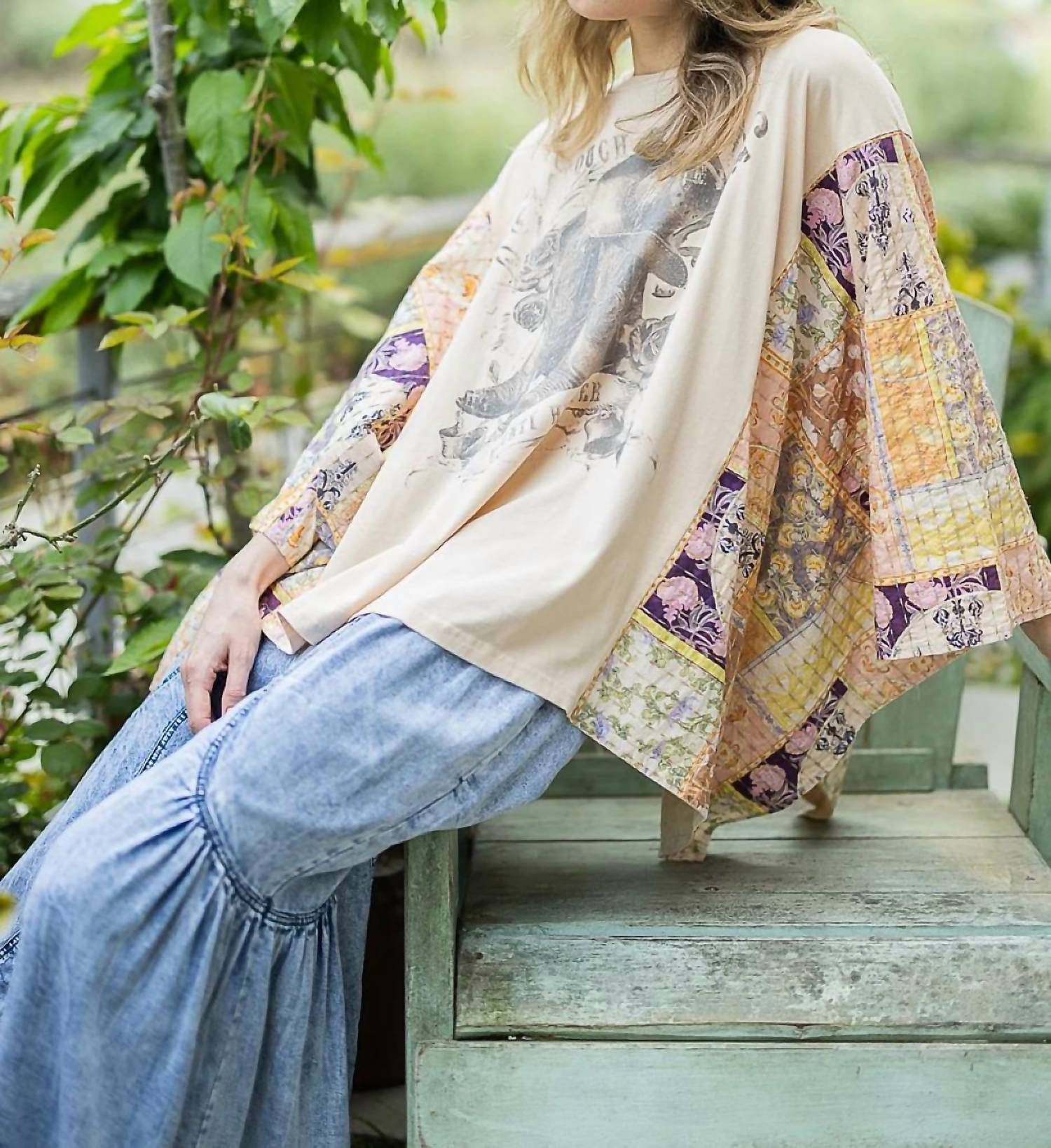 Blue Velvet - Women's Rowena Graphic Poncho Tee