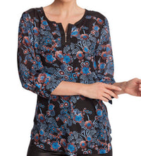 Angel - Floral Microfiber Leather Detail Top