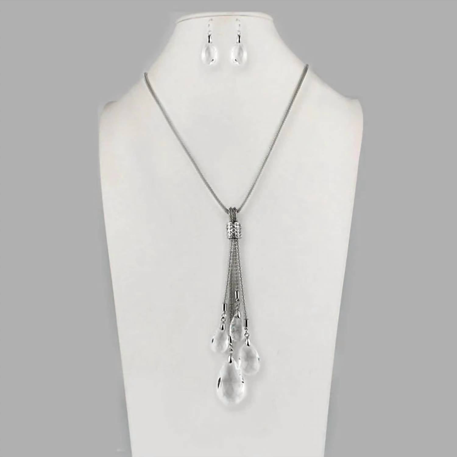 Peaceful Village - Women's Crystal Teardrop Cluster Necklace