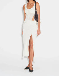 Hansen & Gretel Moloko Skirt in ecru net - women's skirt - detail view