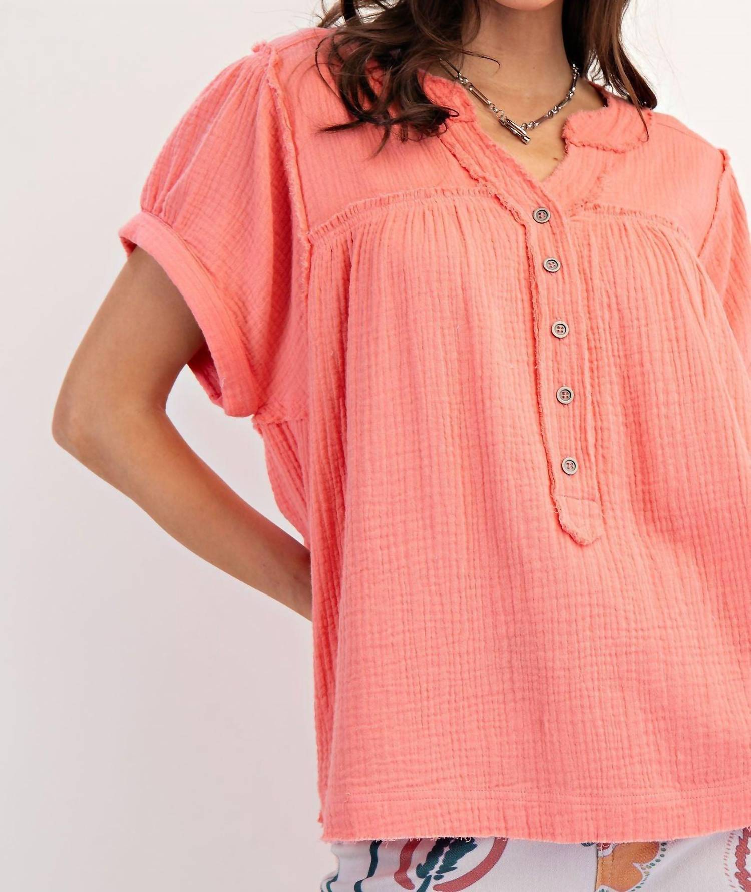 Easel - Soft Washed Woven Top
