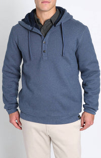Jachs New York - Sherpa Lined Ultra Soft Ribbed Hooded Henley Sweatshirt