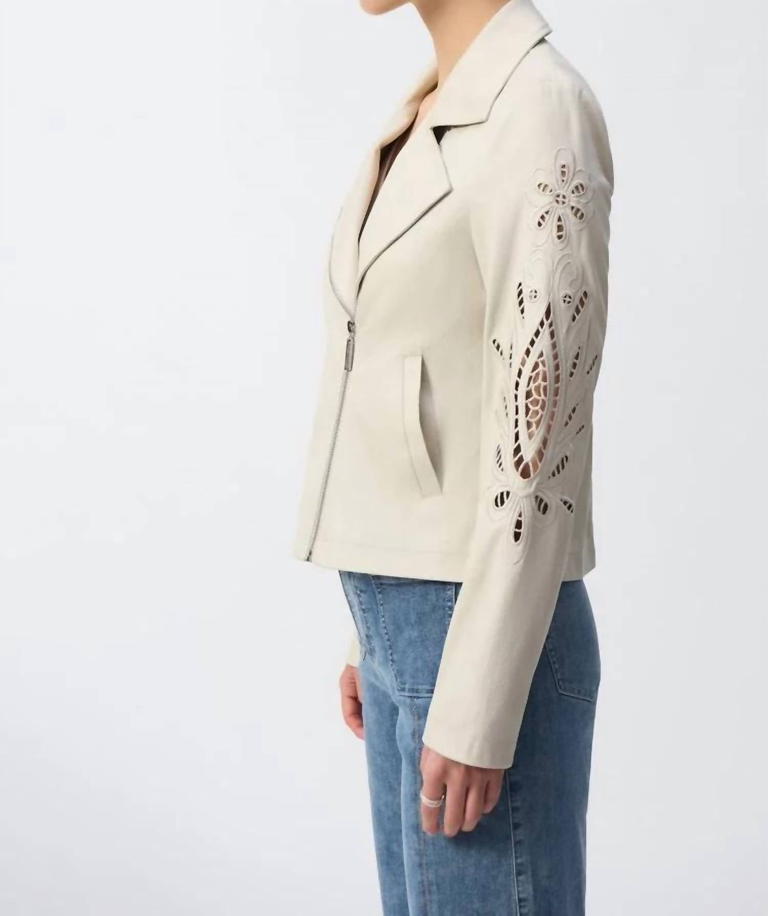 Joseph Ribkoff - Foiled Faux Suede Moto Jacket