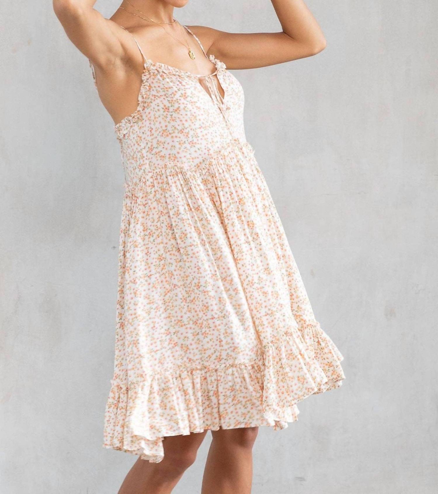 LOVESTITCH Ditsy Floral Sundress in natural peach - women's dress - alternate view