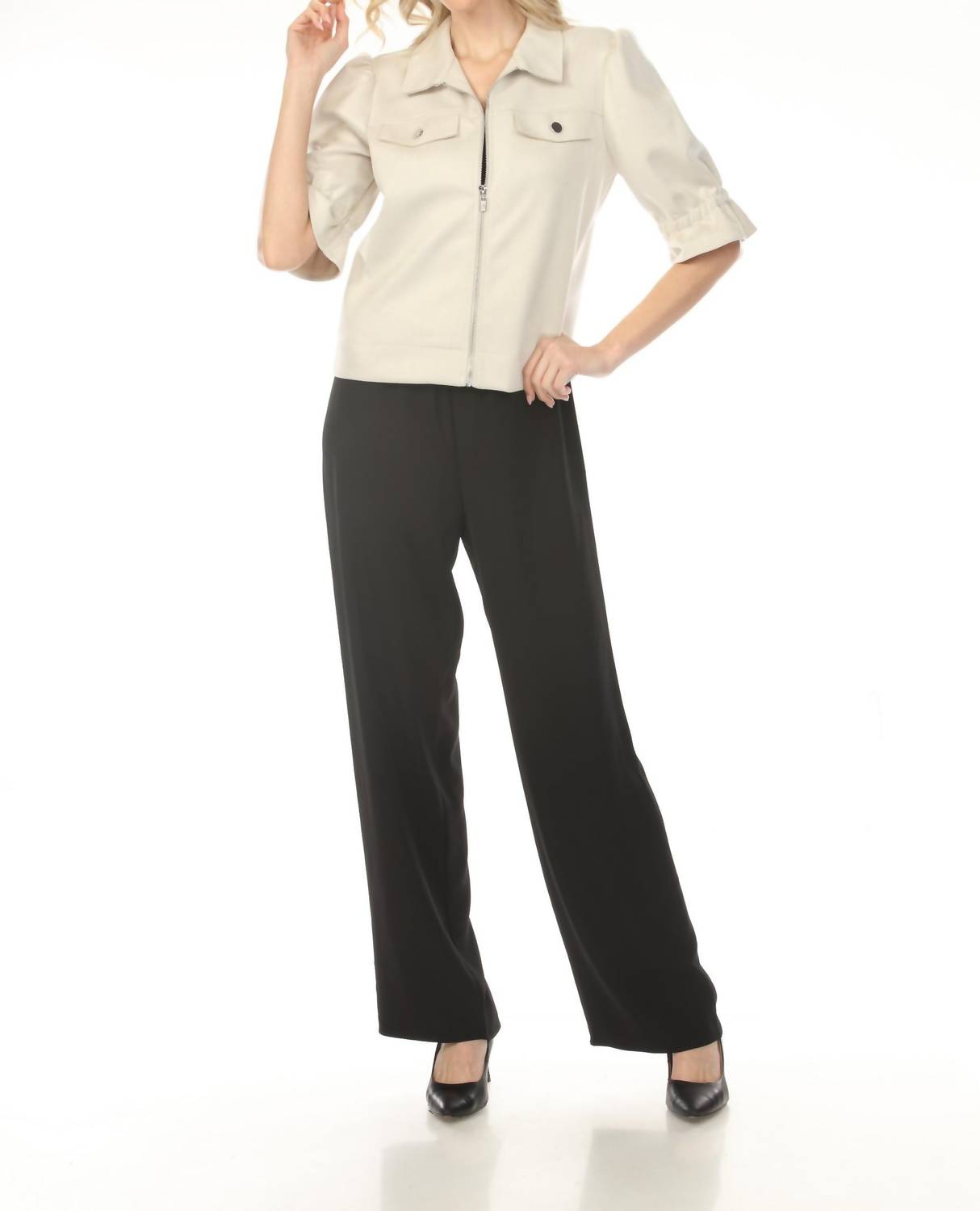 Joseph Ribkoff - Pull On Twill Wide Leg Pants