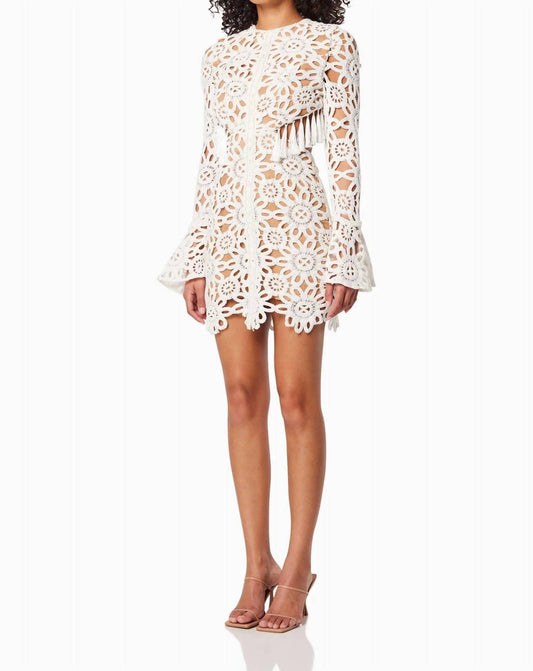 Elliatt - Long Sleeve Cutout Lace Mini Dress