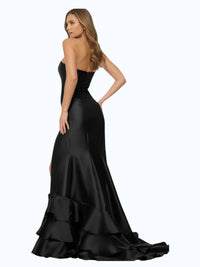Sherri Hill Tiered Hem Strapless Dress in black - women's dress - alternate view