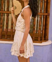 HEMANT & NANDITA Runa Short Dress With Buckle Belt in white - women's dress - view 5