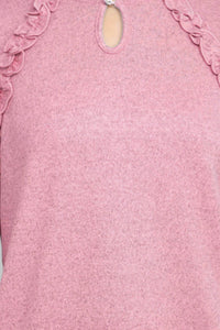 Tint & Shadow - Crew Neck Front Ruffle Detail Knit Top
