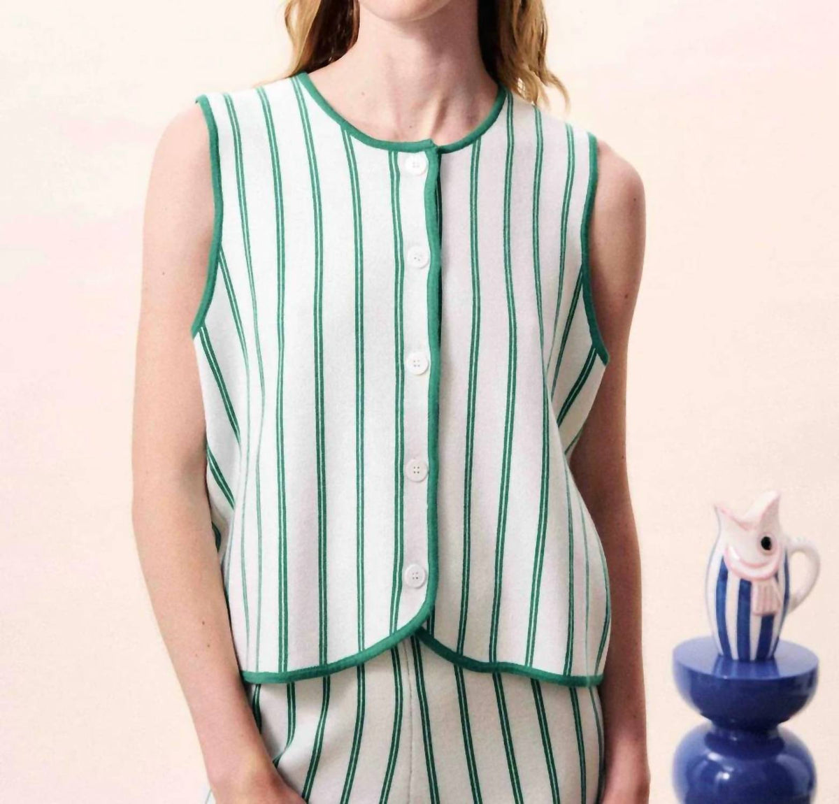 Frnch - Niagara Cardigan Striped Tank Top